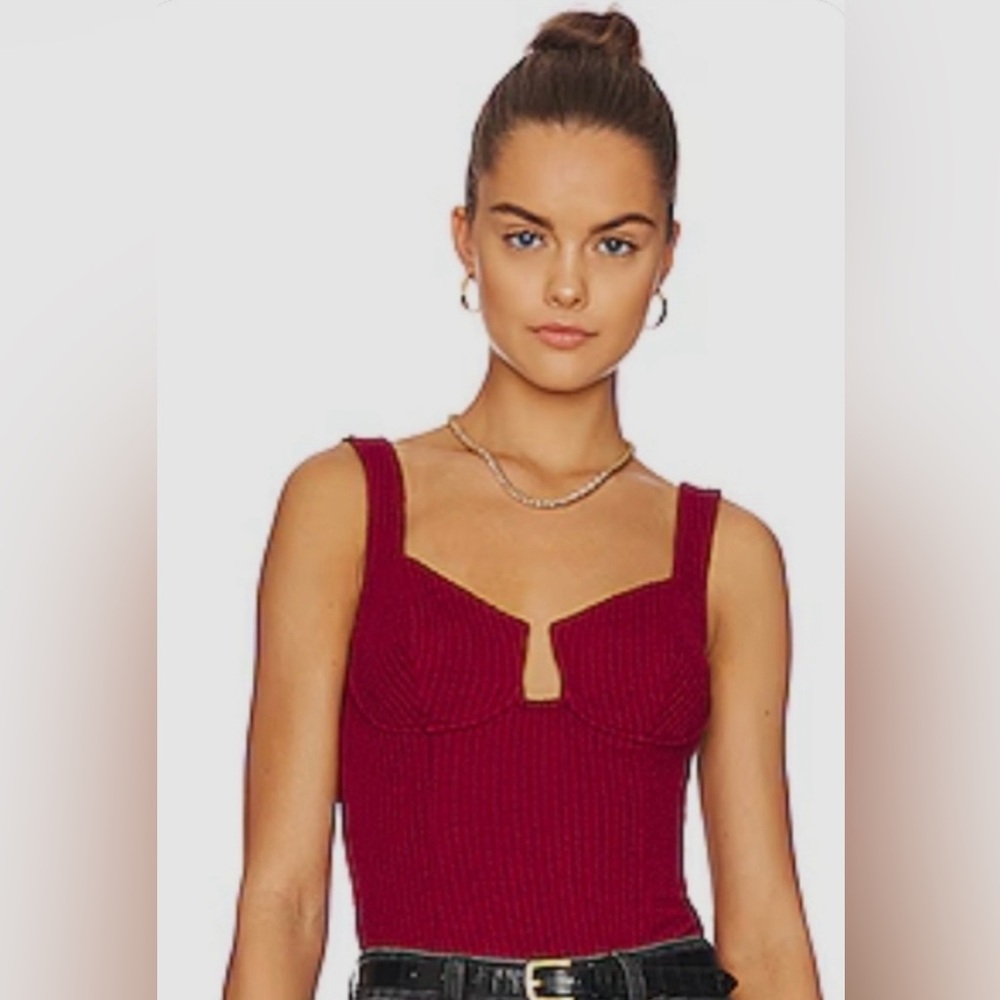 ASTR The Label Aria Bustier Bodysuit in Burgundy Size XL